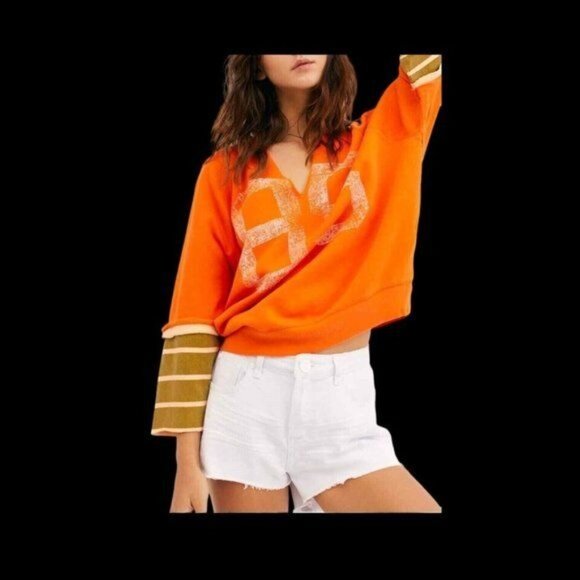 Free People Pullover Sweatshirt Orange Size Small New with tags - Picture 4 of 4